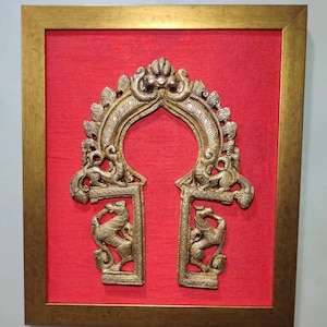 Ethnic Carved Lion Design Prabhavali Frame Brass Wall Hanging, Brass Wall Hanging, Indian Home Decor, Brass Wall Decor