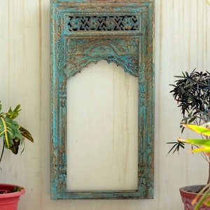 Traditional Antique Wood Jharokha Rajasthani Style Hand-Carved Wooden Jharokha Wall Decor Wall Mounted | Traditional Indian Wall Frame