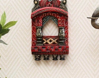 Traditional Wooden Mini Jharokha Rajasthani Style Hand-Carved Wooden Jharokha Wall Decor Wall Mounted | Traditional Indian Wall photo Frame