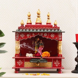 Wooden Temple Handcrafted Mandir Pooja Ghar Mandap For Worship Home Handicraft Pooja Room Decor Art