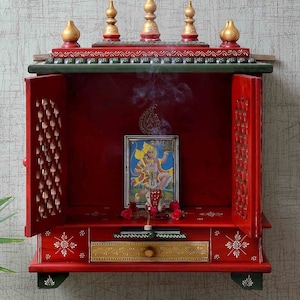 Big Wooden Temple Handcrafted Mandir Pooja Ghar Mandap For Worship Home Handicraft Pooja Room Decor Art