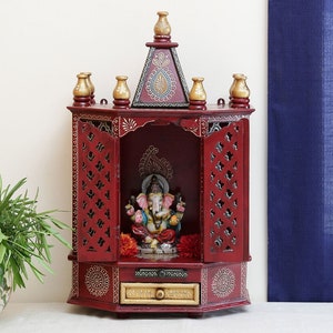 Big Wooden Temple Handcrafted Mandir Pooja Ghar Mandap For Worship Home Handicraft Pooja Room Decor Art