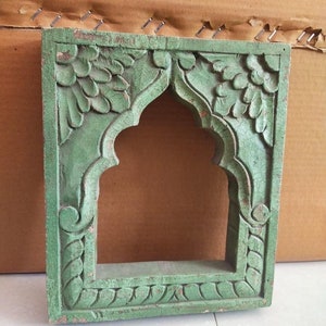 Traditional Vintage Handmade Decorative Jharokha | Rajasthani Style Hand-Carved Wooden Jharokha, Wall Decor Hand-Painted Ethnic Indian Style