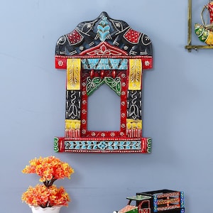 Traditional Wooden Elephant Jharokha | Camel Jharokha |  Rajasthani Style Hand-Carved Wooden Jharokha Wall Decor Wall Mounted