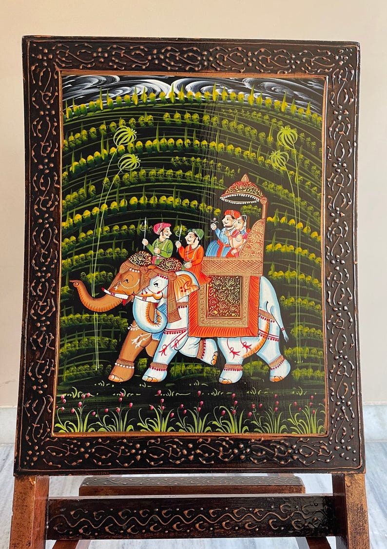 Rajasthani Solid Wood Hand Painted Folding Chair Wooden Etsy