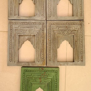 Antique Traditional Set of 5 Jharokha Rajasthani Style Hand-Carved Wooden Jharokha Wall Decor Wall Mounted | Traditional Indian Wall Frame