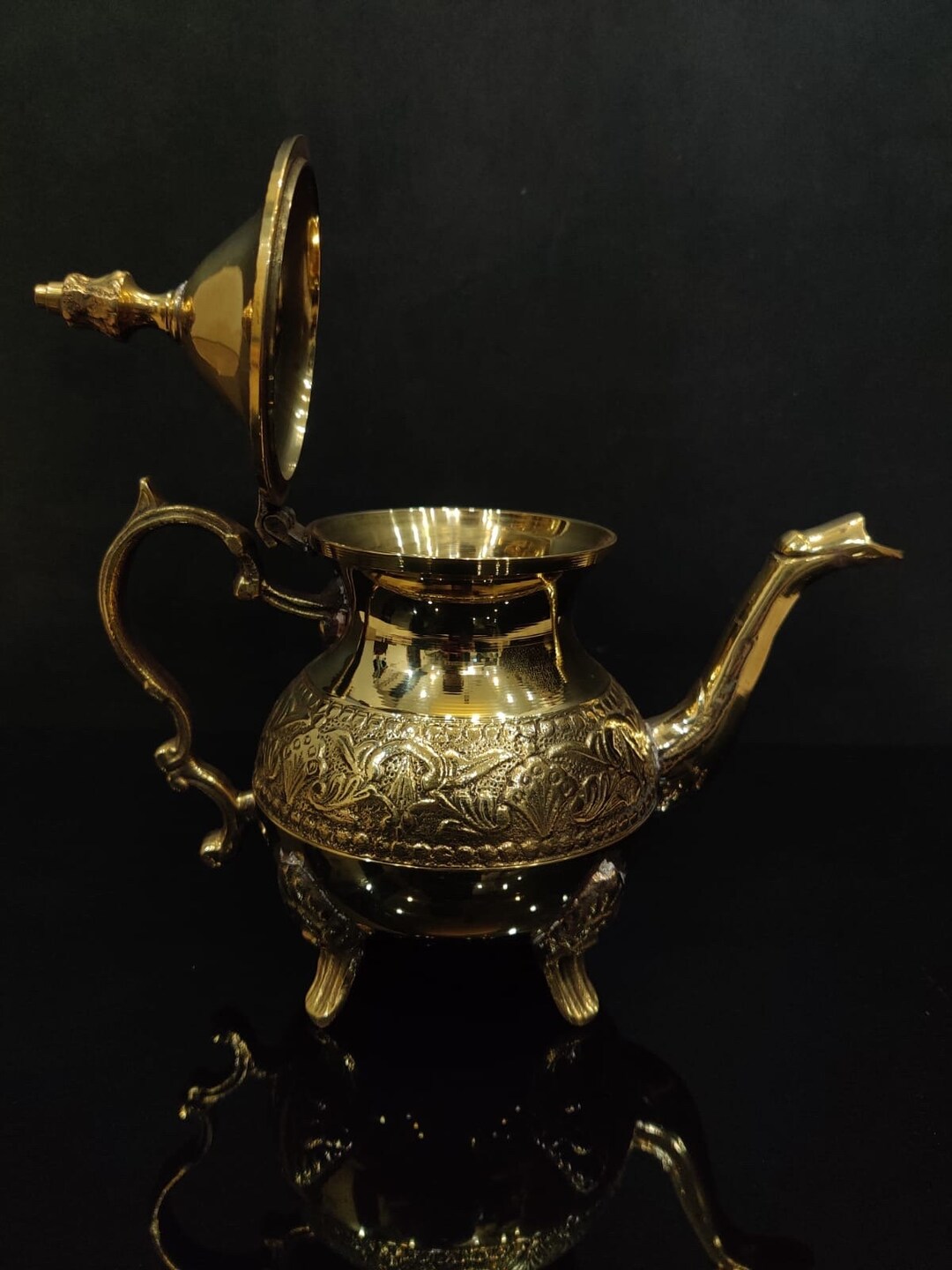 Vintage Brass Tea Pot Hand Made Tea Pot Middle East Tea Pot Copper Tea