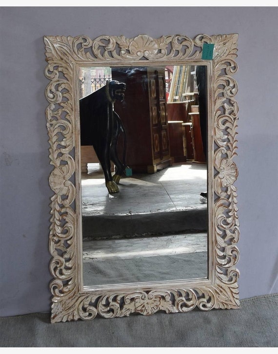Carved Indian Mango Mirror From Rajasthan Carved Indian Mango Mirror From Rajasthan