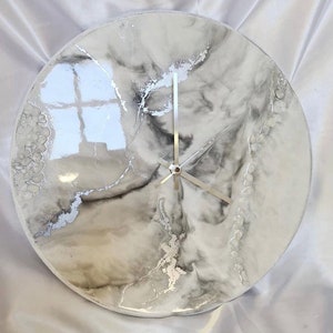 Handmade Resin wall clock with Coated glittered crystals and small pieces of Glass High Quality Glorious Piece