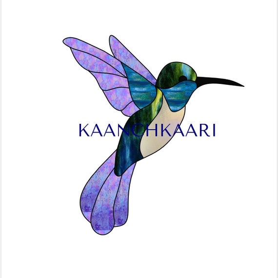 Digital Hummingbird Stained Glass Suncatcher Pattern 7" tall