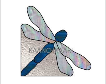 Trompeta giratoria con diseño de vidriera de libélula (digital)