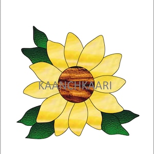 Sunflower Stained Glass Pattern Suncatcher 6&quot; x 5.5&quot; digital
