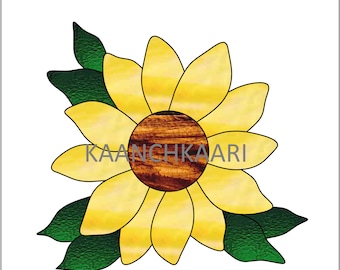 Wzór witrażu Słonecznik Łapacz słońca 6" x 5,5" cyfrowy
