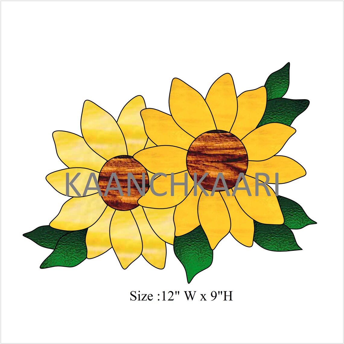 Stained Glass Pattern Suncatcher SUNFLOWER 12 x | Etsy