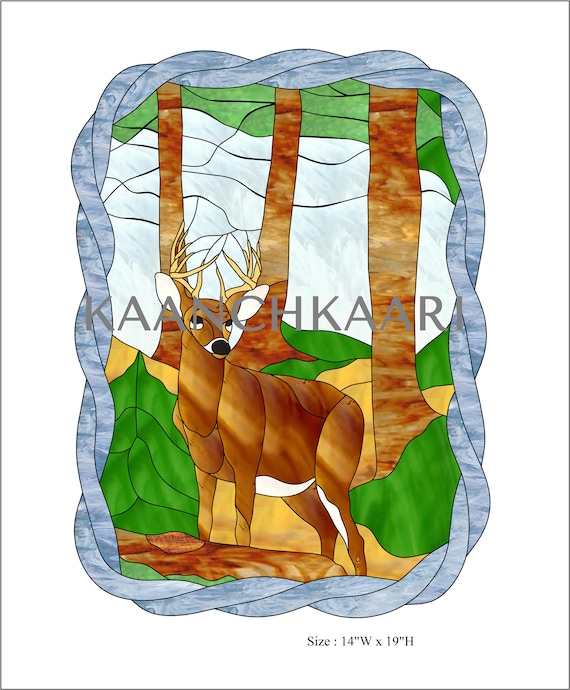 ステンドグラス鹿デザインランプ ステンドグラス鹿デザインランプ 鹿のステンドグラスパターン 14