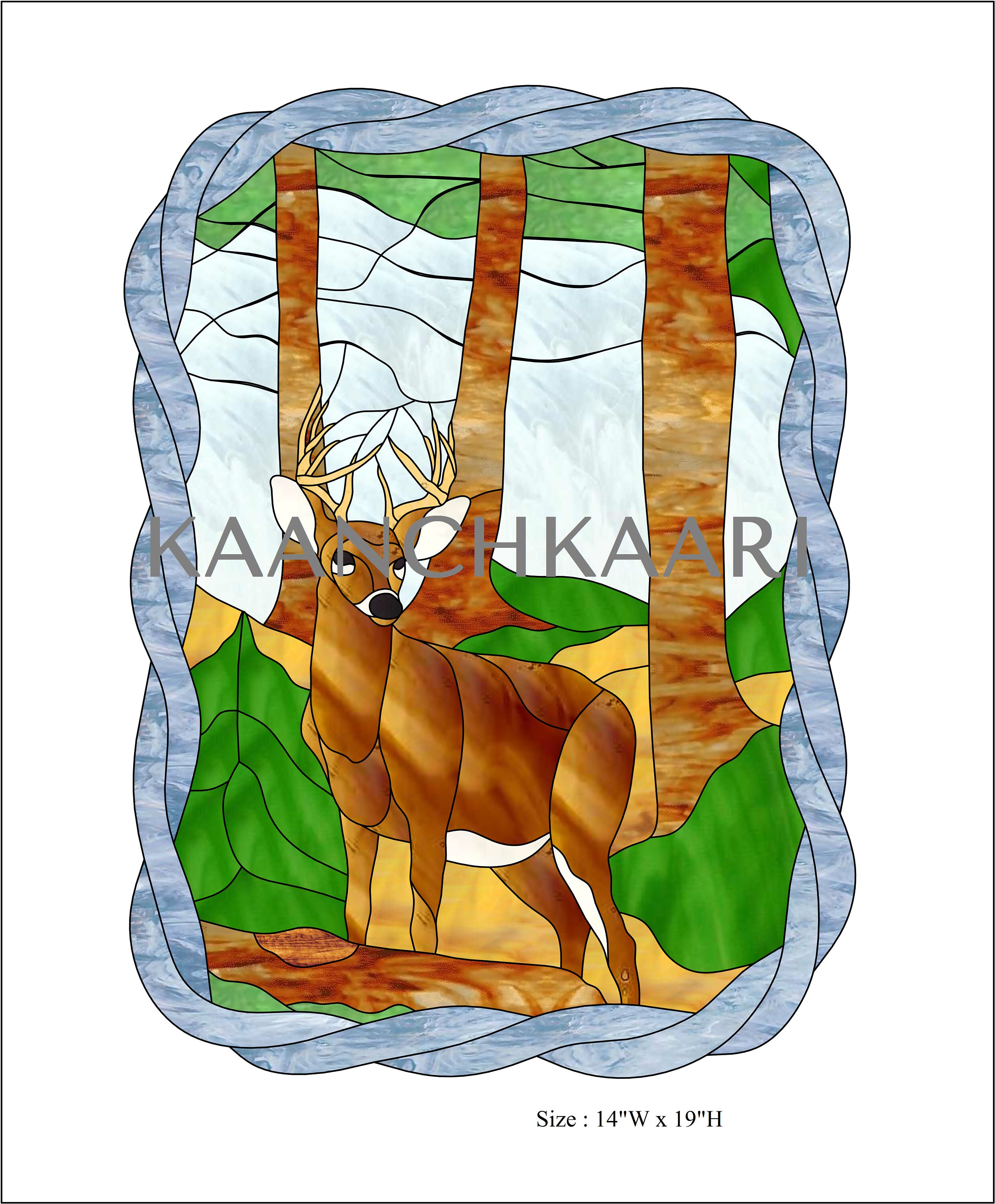 Stained Glass Pattern Deer 14 x 19 digital Etsy