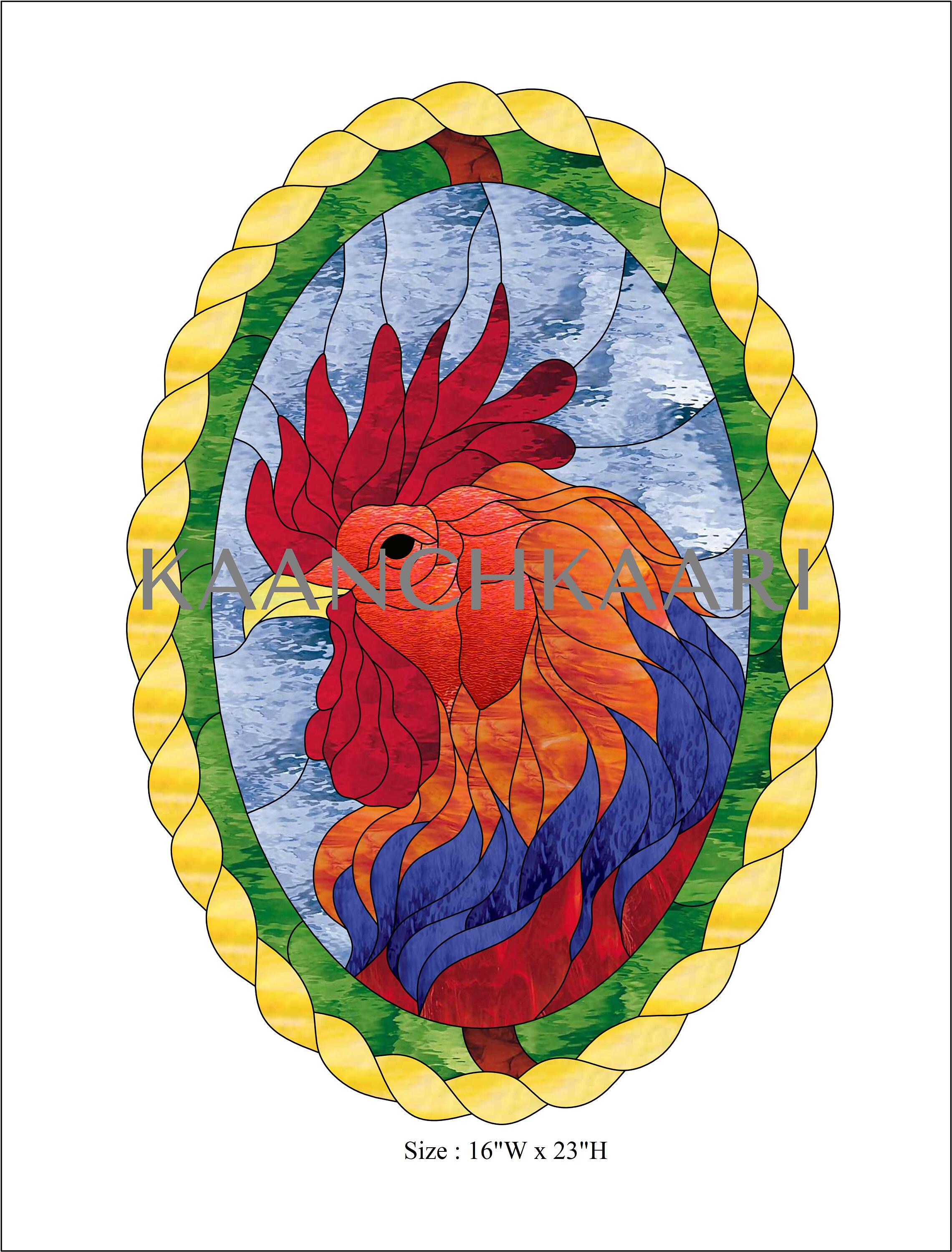 Stained Glass Pattern Rooster 16 x 23 Etsy