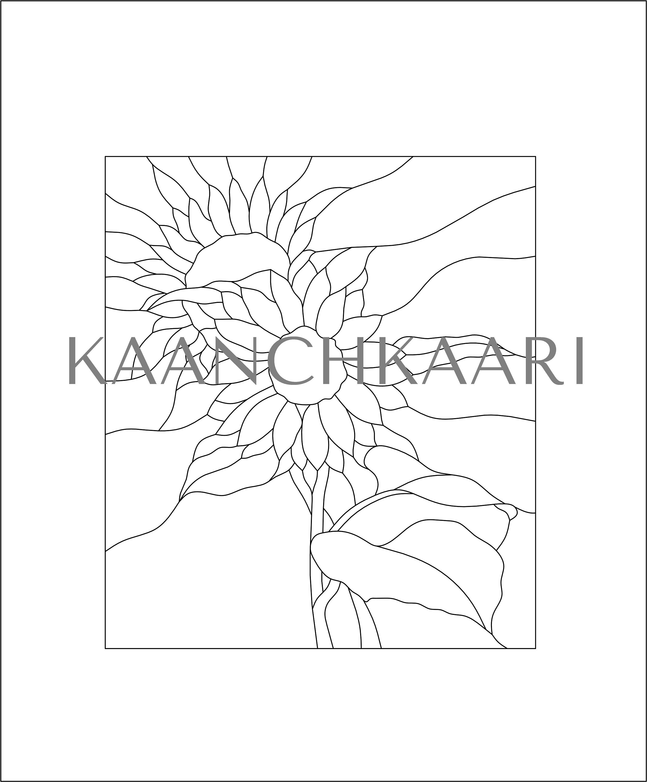 Sunflowers Stained Glass Pattern 14 X 16 digital Etsy