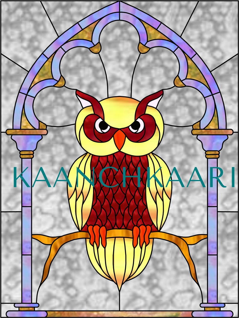 Owl Stained Glass Pattern 15 X 20 digital - Etsy
