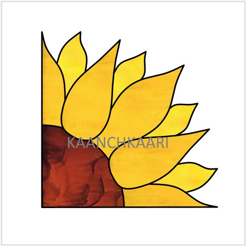 Sunflower Window Corner Stained Glass PDF Pattern Etsy
