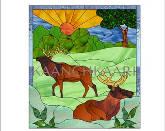Elks Stained Glass Pattern 14.5" x 16" (digital)