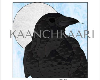 Patrón de vitral de cuervo, 30 x 30 cm (digital)