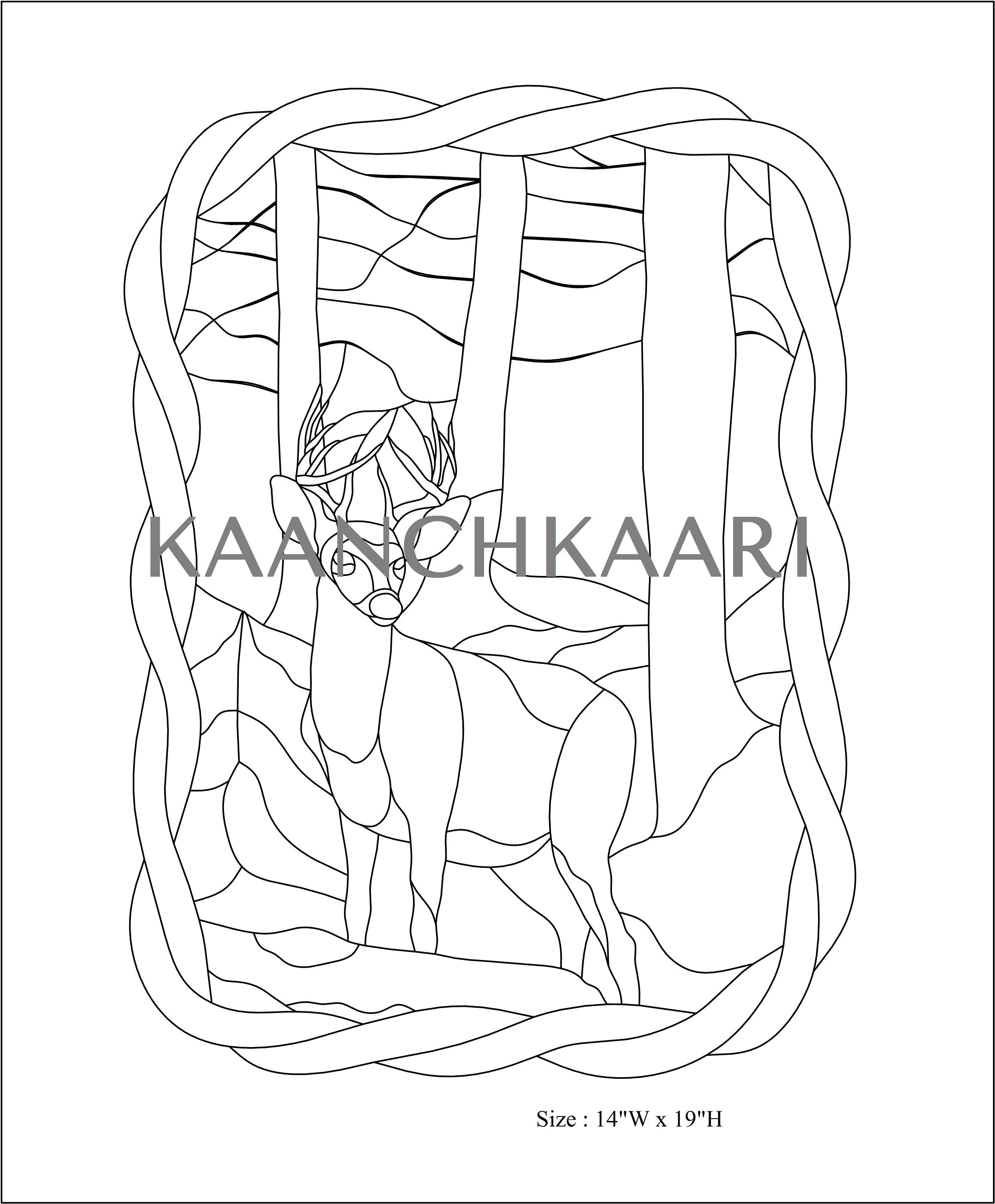 Stained Glass Pattern Deer 14 x 19 digital Etsy