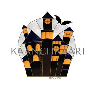 Haunted house Stained Glass Pattern  10.5" x 12" (digital)
