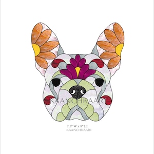 Day of Dead - French Bulldog Stained Glass Pattern  7.5&quot; x 8&quot; digital