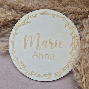 Panneau d'annonce de nom, disque en bois personnalisé, accessoire photo pour bébé