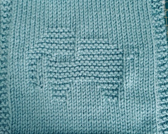 Knitting Pattern, , 011, Elephant, 8 inch Square, Washcloth, Dishcloth, PDF, Instant Download