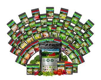 Heirloom Vegetable Seed Kits – Choose Your Size (20, 30, 36, 40, or 50 Packs) – Non-GMO, Garden Starter Kit – 200pg Digital Guide & Recipes