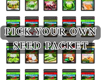 50 Heirloom Seed Varieties – Pick Your Own! Non-GMO Vegetable, Fruit, Herb & Flower Seeds – Individual Seed Packets – Build Your Own Garden