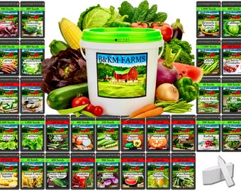 Set of 30 Vegetable, Herb, Fruit Seeds for A Home Garden -All Seeds are Heirloom-100% Non-GMO-Non-Hybrid! USA Grown. 30,000 Seed Packets