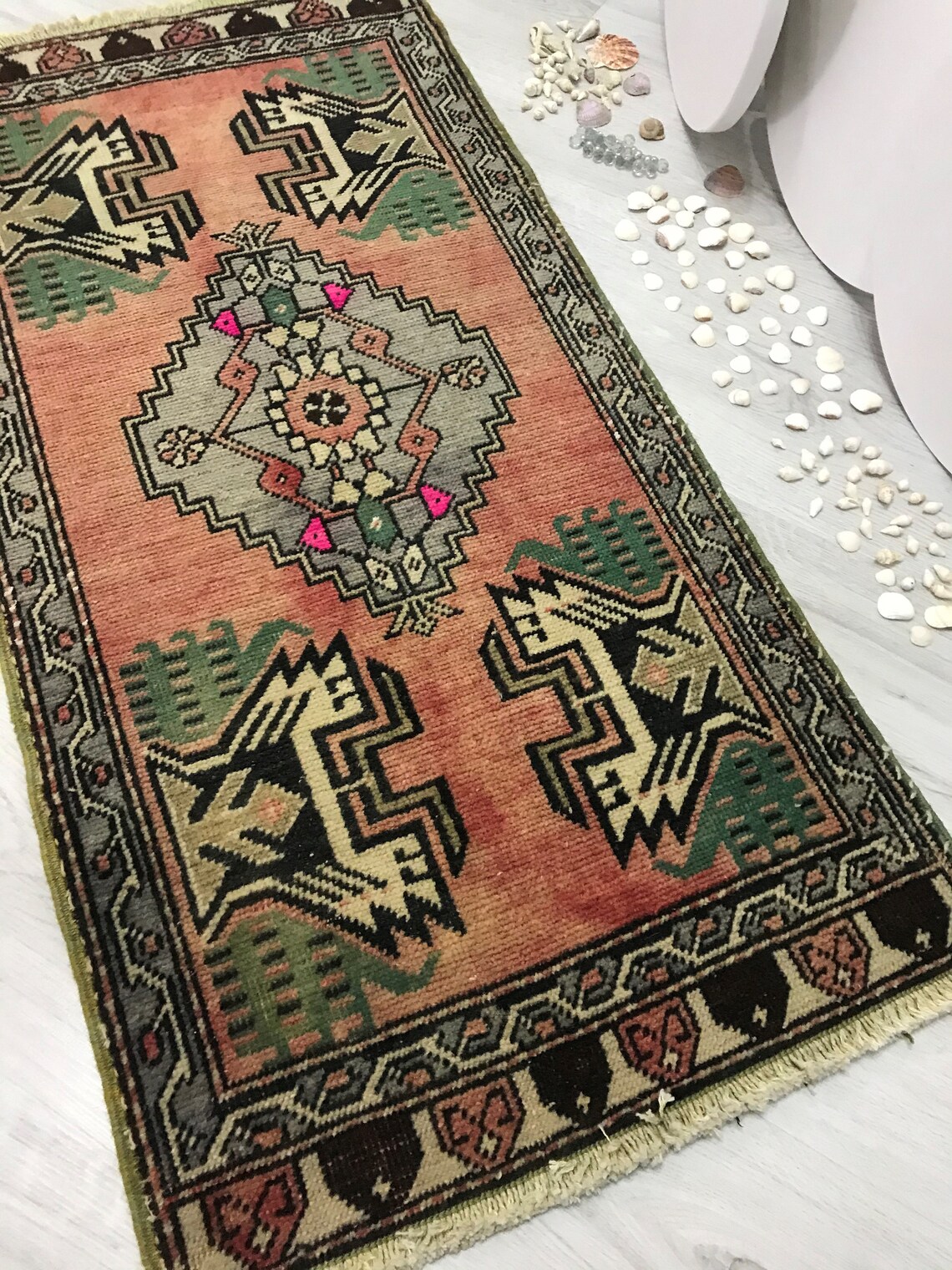 Vintage Small Rug Turkish Rug 3.3x1.7 Feet Rug Bathroom Etsy