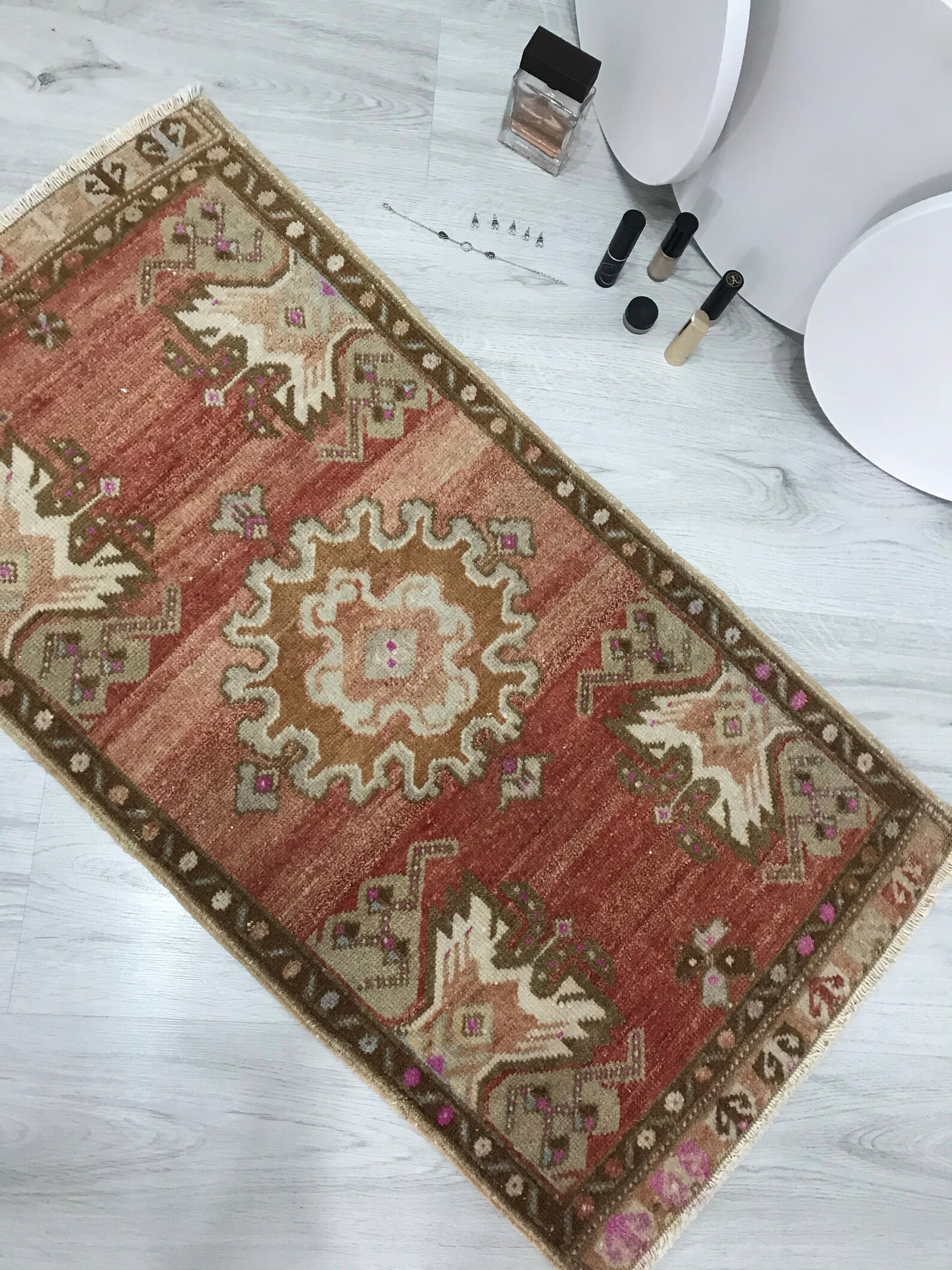 Vintage Small Rug Turkish Rug 3.3x1.7 Feet Rug Bathroom Etsy