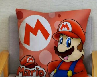 Super Mario Cushion Cover Pillow Case Retro Game Fan Art 45x45cm 