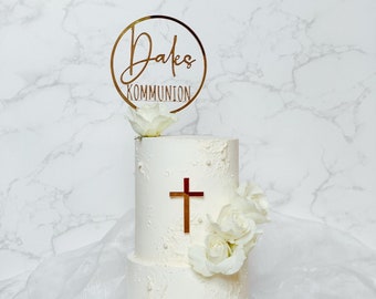 Confirmation, baptism or communion caketopper personalized