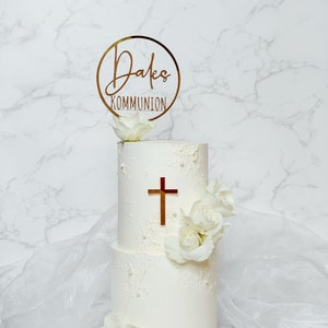 Confirmation, baptism or communion caketopper personalized