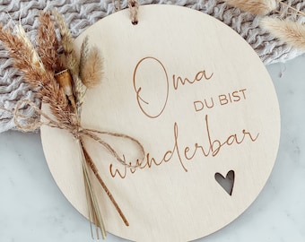 Wooden sign with desired text | dried flowers