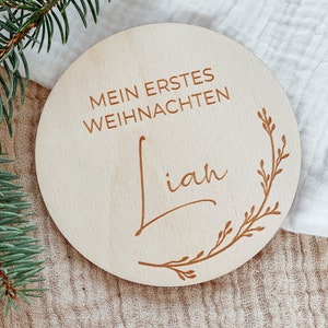 Mein erstes Weihnachten Holzscheibe personalisiert
