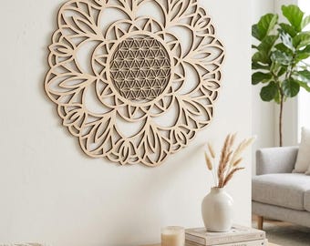 Flower of Life Mandala Wall Decor Wood