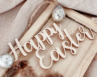 Happy Easter Schriftzug | Türschild | Schild aus Holz | Geschenk | Türschild | Osterdeko | Dekoration | Deko