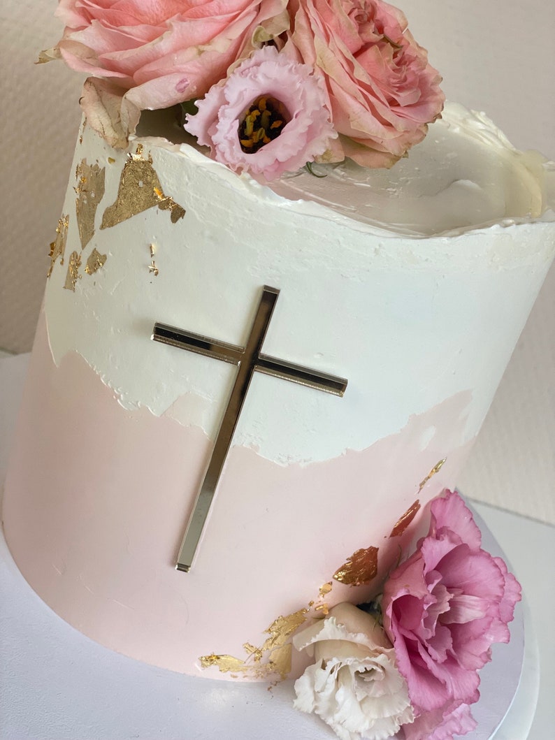 Baptism, confirmation or communion cake topper cross cake decoration image 2