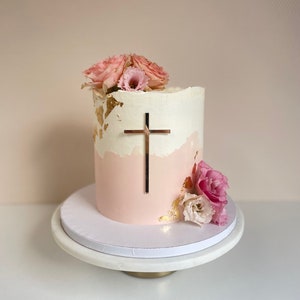 Baptism, confirmation or communion cake topper cross cake decoration image 4