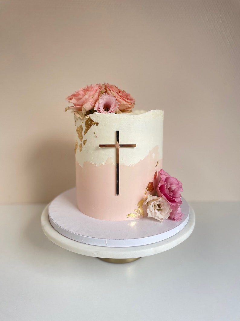 Baptism, confirmation or communion cake topper cross cake decoration image 4