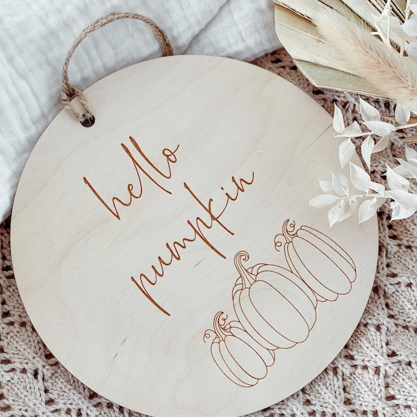 Holzschild "Hello Pumpkin" | Herbstdeko