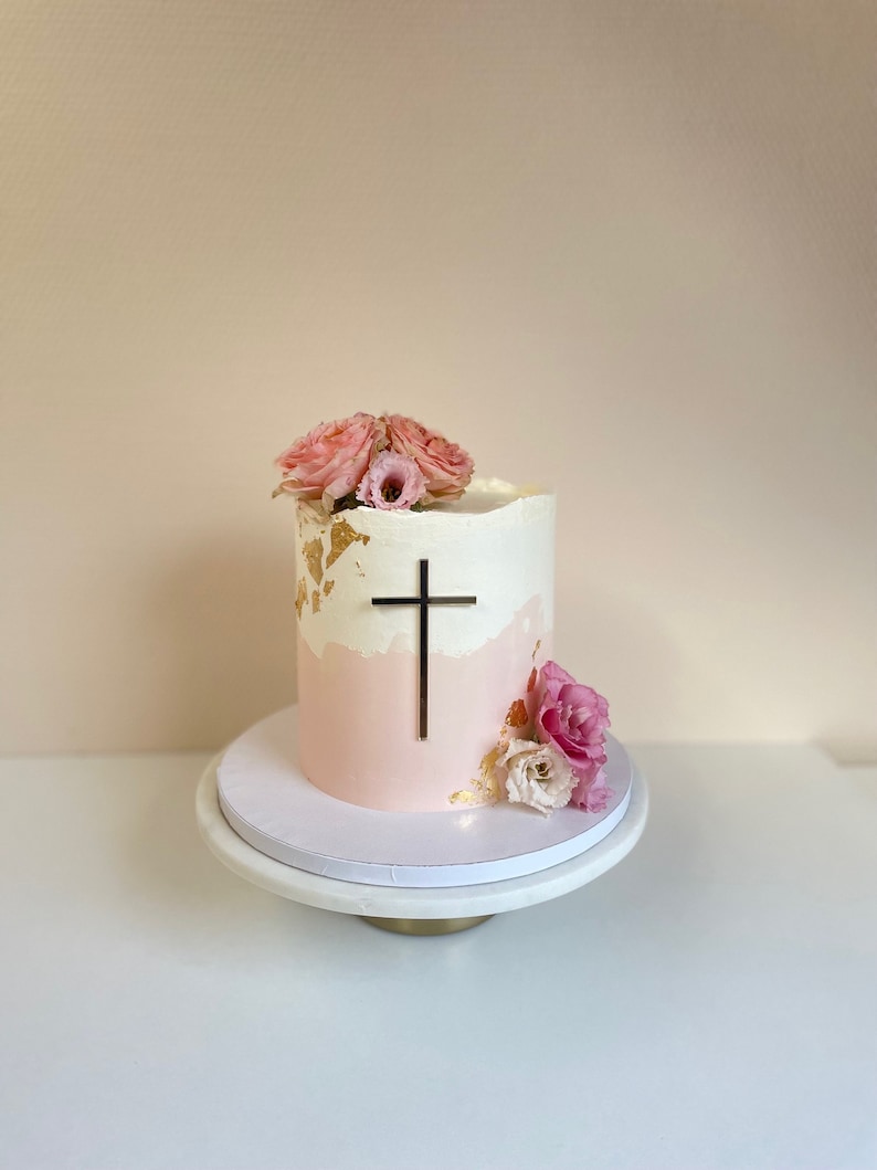 Baptism, confirmation or communion cake topper cross cake decoration image 3