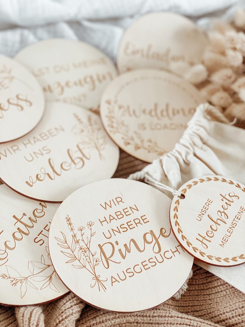 Meilensteinkarten Hochzeit inklusive Aufbewahrungstasche Geschenk zur Verlobung Bild 1