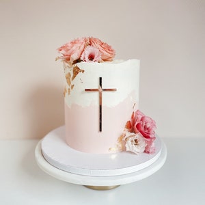 Baptism, confirmation or communion cake topper cross cake decoration image 1